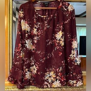 Alyx Purple Floral Sheer Top - Size XL